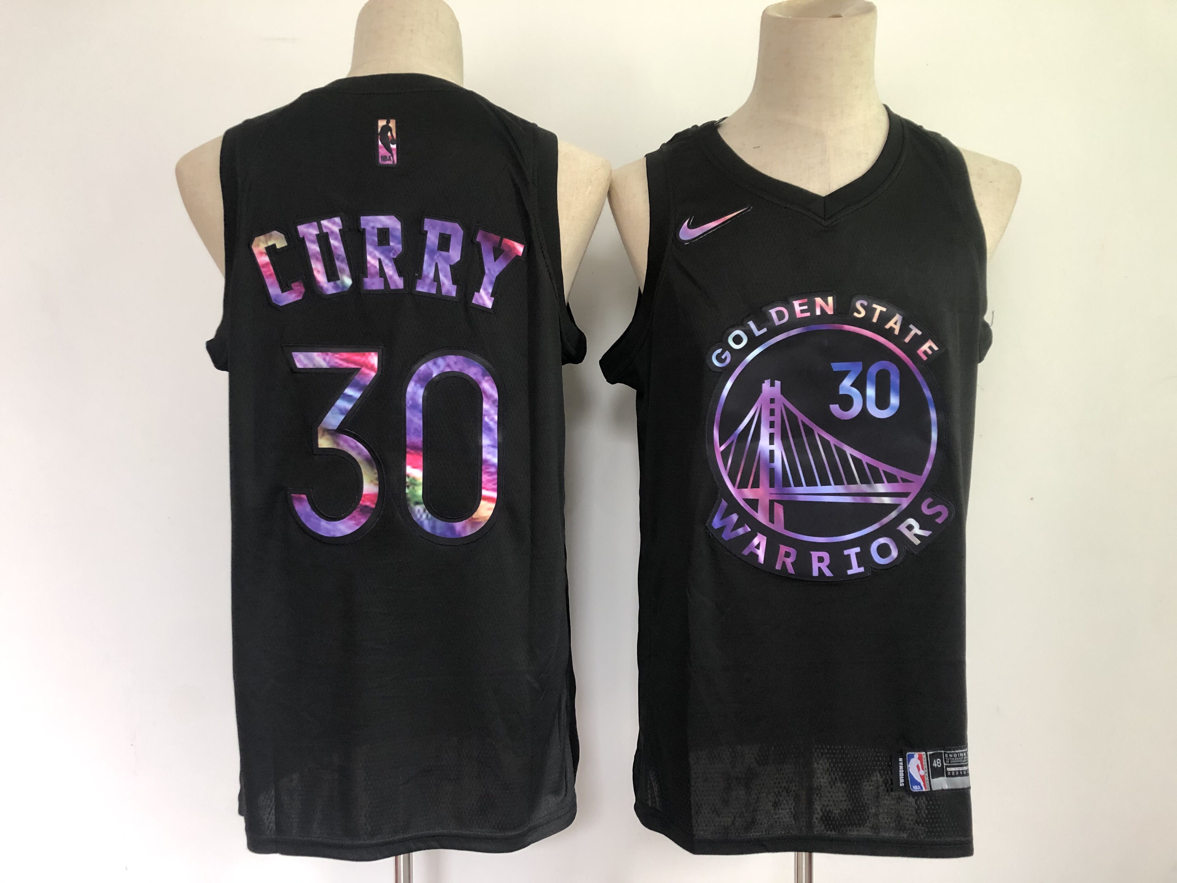 Men Golden State Warriors #30 Curry Black Nike Limited Rainbow version 2021 NBA Jerseys